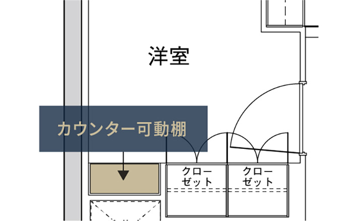 カウンター可動棚